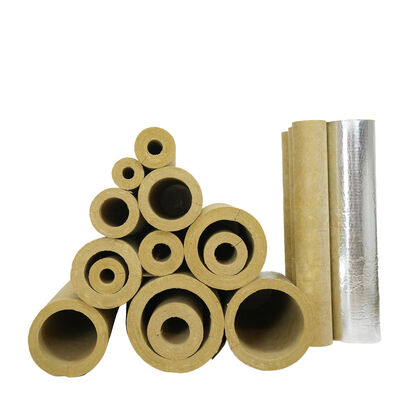 Acoustic Rock Wool Pipe Unfaced Preformed Mineral Stone Wool Insulation Pipe Cover Rock Wool Pipe in China