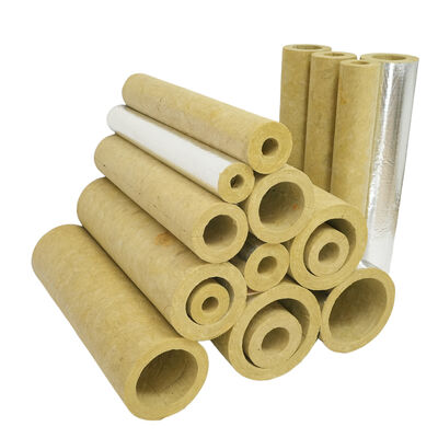 Acoustic Rock Wool Pipe Unfaced Preformed Mineral Stone Wool Insulation Pipe Cover Rock Wool Pipe in China
