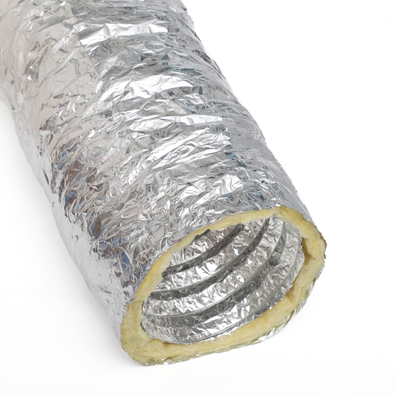 Custom Reinforced Insulated Flexible Duct Aluminum Air Duct with Temperature Range -30 to +250°C and Fiberglass Insulation 25-50mm